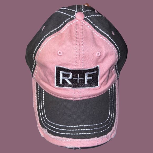 NWOT Rodan and Fields R+F Adjustable Cap Pink/Black Distressed - Picture 5 of 5